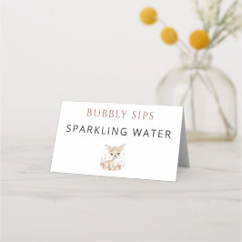 Pink Blush Woodland Deer Girl Sparkling Water Placeringskort