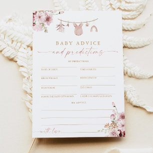 Pink Boho Baby Shower Baby Råd Prognos Kort