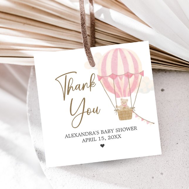 Pink Boho Bear Baby Shower  Gåvor Etiketter (Oh Baby Bear Baby Shower Favor Tags)