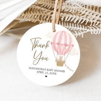 Pink Boho Bear Baby Shower  Gåvor Etiketter
