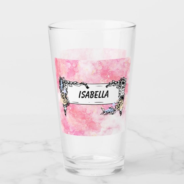 Pink Boho minimalist Ephemera ornament Glaskopp (Framsida)