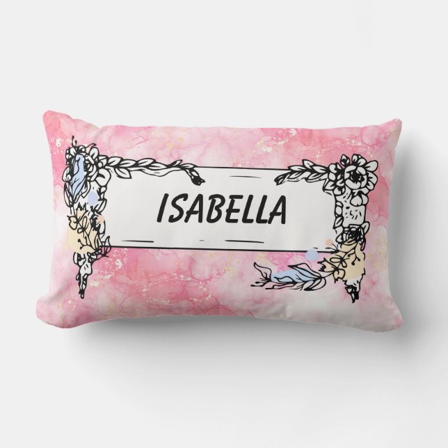  Pink Boho minimalist Ephemera ornament Lumbarkudde (Framsida)