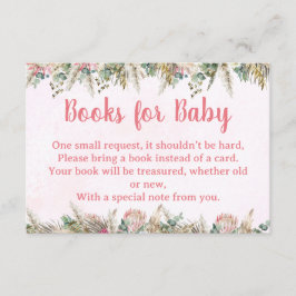 Pink Boho Pampas Grass Books for Baby Request Card Tilläggskort