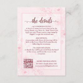 Pink Boho Peonies Wedding Details QR Code Tilläggskort