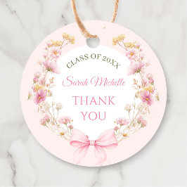 Pink Boho Wildflowers Graduation Party Gåvor Etiketter