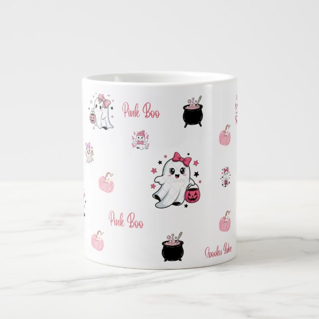 Pink Boo Cute Ghost Halloween Coffee Cup Jumbo Mugg (Framsidan)