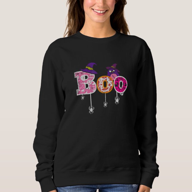 Pink Boo Spider Witch Hat Cute Scary Halloween Gir T Shirt (Framsida)