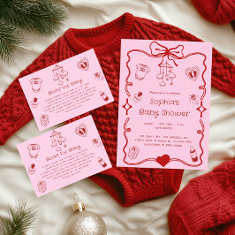 Pink “Books for Baby” Baby Shower Tilläggskort