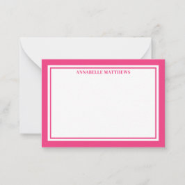 Pink Border Minimalist Name Monogram Anteckningskort