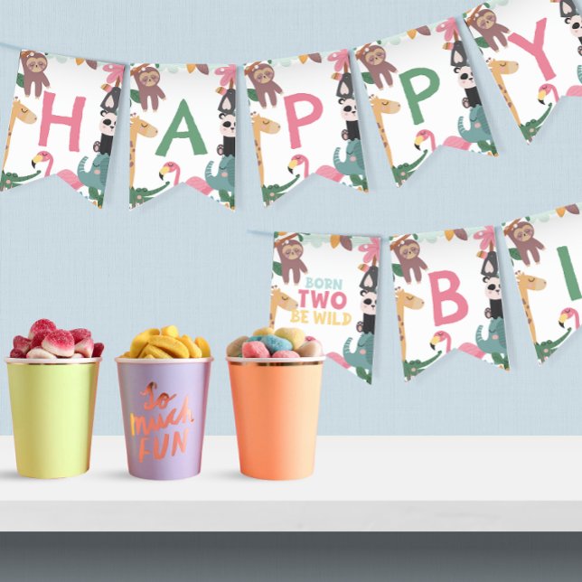 Pink Born Two Be Wild Birthday Vimplar (Skapare uppladdad)