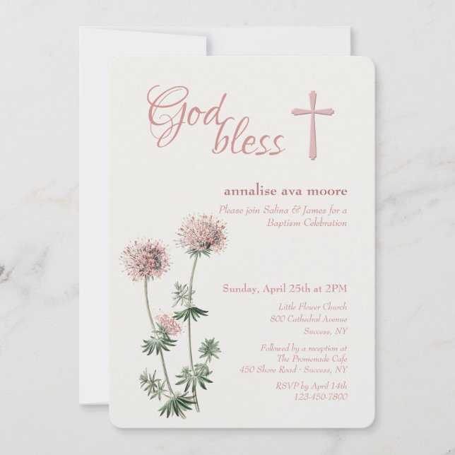 Pink Botanical Inbjudningar (Framsida)