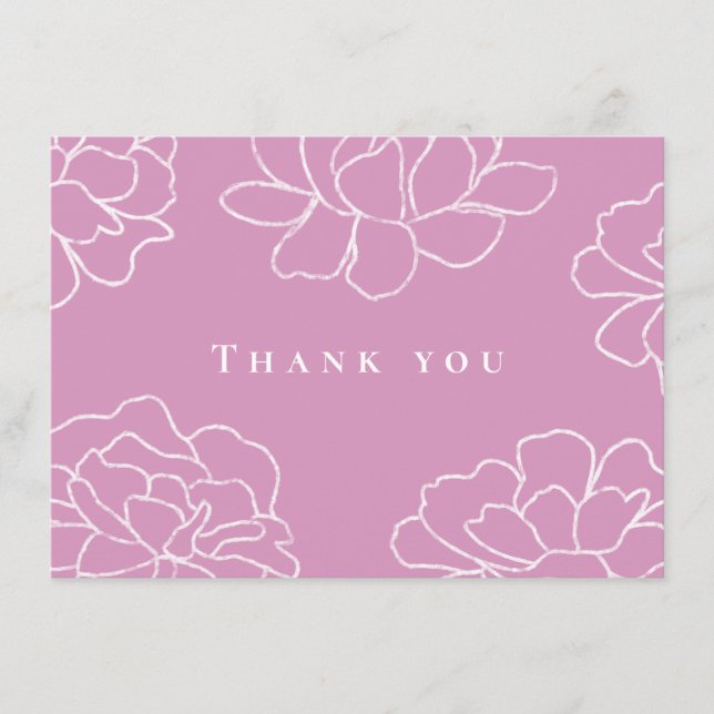 Pink Botanical Modern Wedding Thank You Card Inbjudningar (Framsida)