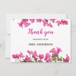 Pink Bougainvillea Floral Bridal Shower Thank You