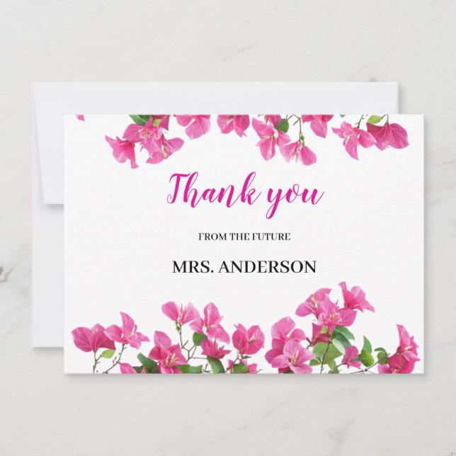 Pink Bougainvillea Floral Bridal Shower Thank You (Framsida)