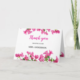 Pink Bougainvillea Floral Bridal Shower Thank You Tack Kort