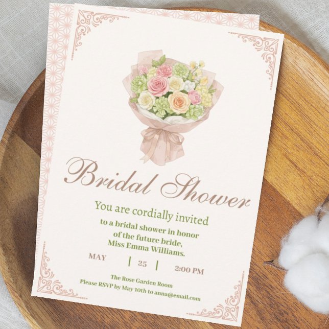 Pink bouquet Bridal Shower Invite – Japanese  Inbjudningar (Skapare uppladdad)