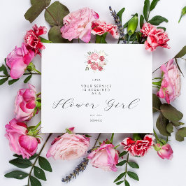 Pink Bouquet Will You Be My Flower Girl Proposal Vykort
