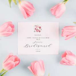 Pink Bouquet Will You Be My Junior Bridesmaid Vykort