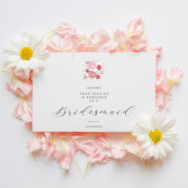 Pink Bouquet Will You Be My Junior Bridesmaid Vykort (Skapare uppladdad)