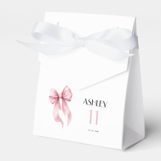 Pink Bow 11th Birthday for Girls Presentaskar (Framsidan Sidan)