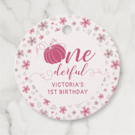 PINK BOW & ARCH FALL PUMPKIN FLOWERS BIRTHDAY GÅVOR ETIKETTER