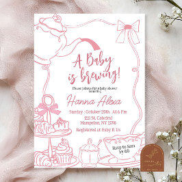 Pink Bow Baby brygger te Babyshower Inbjudningar