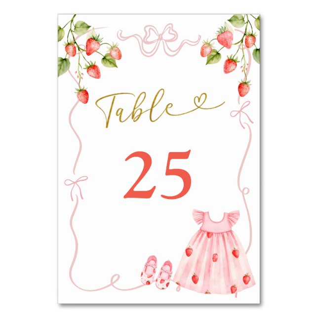 Pink Bow Baby Clothes Baby Shower Table Number Bordsnummer (Framsidan)