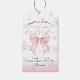Pink Bow Baby Its Cold Outside Baby Shower  Presentetikett
