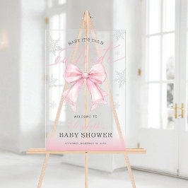 Pink Bow Baby Its Cold Outside Baby Shower Welcome