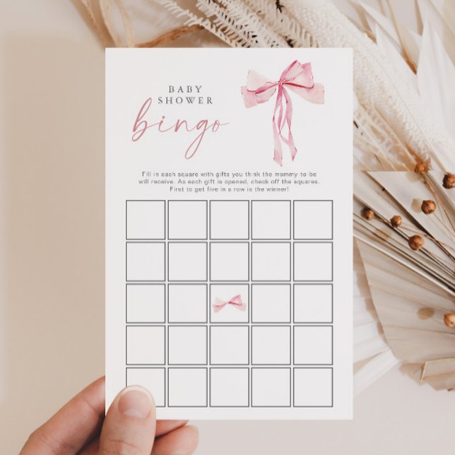Pink Bow Baby Shower Bingo Blush Ribbon Girl Game  (Skapare uppladdad)