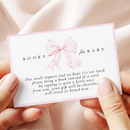 Pink Bow Baby Shower Books for Baby Card Tilläggskort