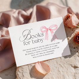 Pink Bow Baby Shower Books for Baby Tilläggskort