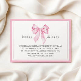 Pink Bow Baby Shower Books for Baby Tilläggskort