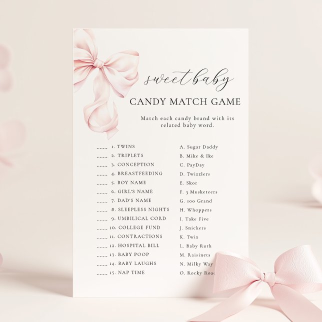 Pink Bow Baby Shower CANDY MATCH GAME (Skapare uppladdad)