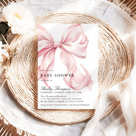 Pink Bow Baby Shower Coquette Bow Inbjudningar