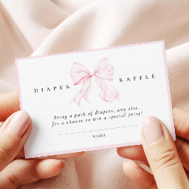Pink Bow Baby Shower Diaper Raffle Card Tilläggskort