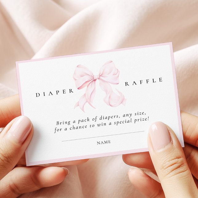 Pink Bow Baby Shower Diaper Raffle Card Tilläggskort (Skapare uppladdad)