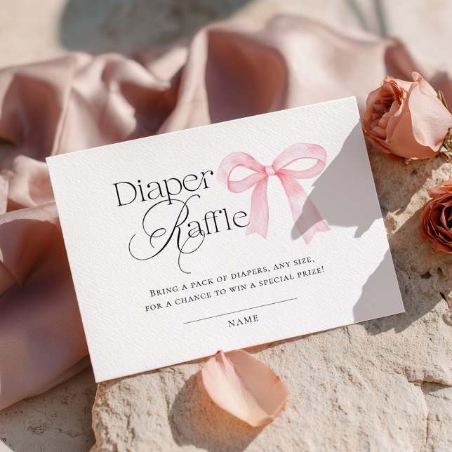 Pink Bow Baby Shower Diaper Raffle Tilläggskort (Skapare uppladdad)