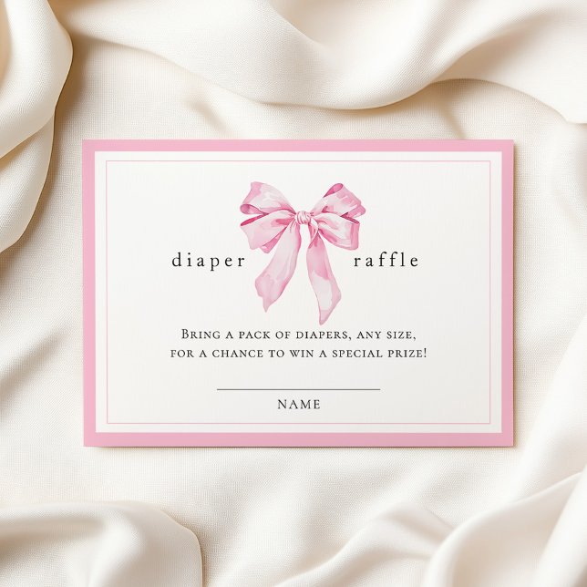 Pink Bow Baby Shower Diaper Raffle Tilläggskort (Skapare uppladdad)