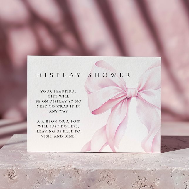 Pink Bow Baby Shower Display Shower Enclosure Card Tilläggskort (Skapare uppladdad)