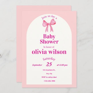Pink Bow Baby Shower.elegant baby shower. Inbjudningar