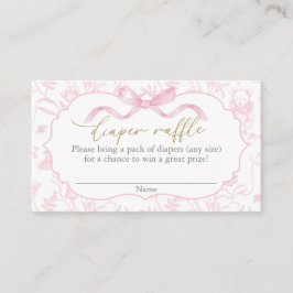 Pink Bow Baby Shower Girl Diaper Raffle Tilläggskort