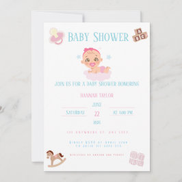 Pink Bow Baby Shower Invitation Customizable Inbjudningar