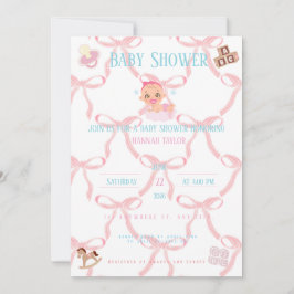 Pink Bow Baby Shower Invitation Customizable Inbjudningar
