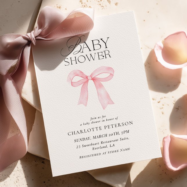 Pink Bow Baby Shower Invitation Inbjudningar (Skapare uppladdad)