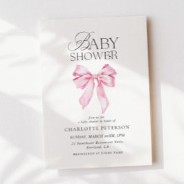 Pink Bow Baby Shower Invitation Inbjudningar