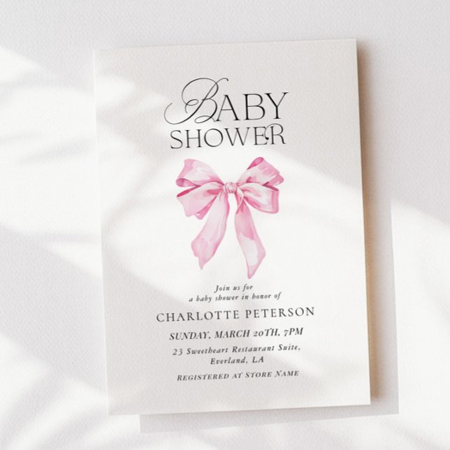 Pink Bow Baby Shower Invitation Inbjudningar (Skapare uppladdad)