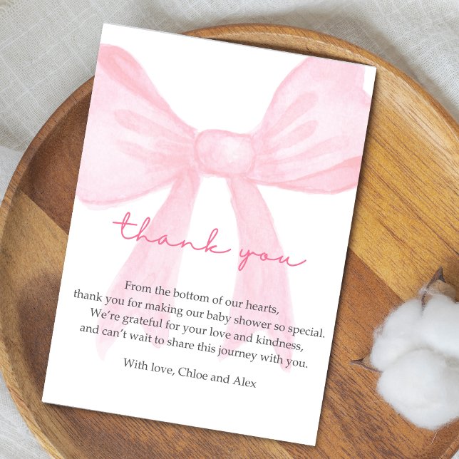 Pink Bow Baby Shower Thank You Card–Editable (Skapare uppladdad)