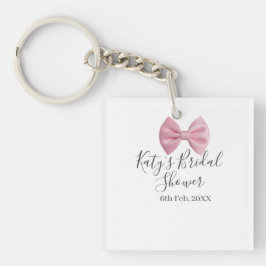 Pink bow bridal shower name date pastel stylish te