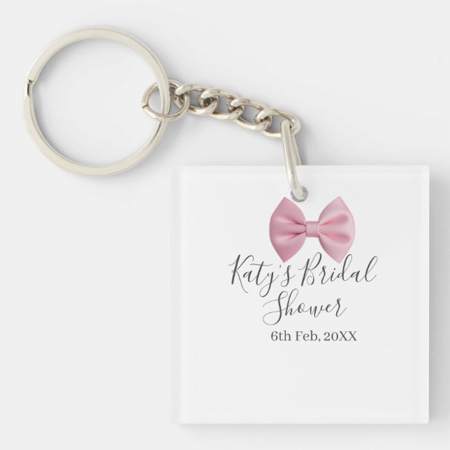 Pink bow bridal shower name date pastel stylish te (Framsidan)